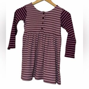 Hanna Andersson purple stripe cotton long sleeve dress sz 110 US 5 buttons